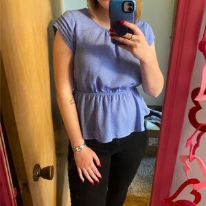 Blue Polka Dot Women's Top